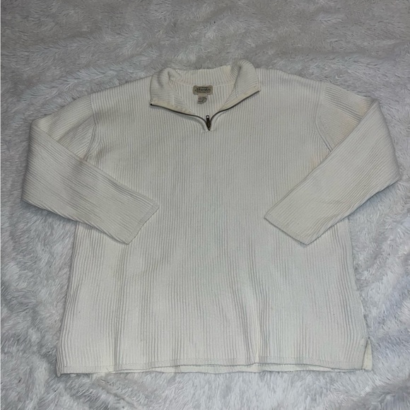 St. John's Bay White Women's Sweater 1/4 Zip Corded XL Extra Large Pullover - Picture 2 of 3